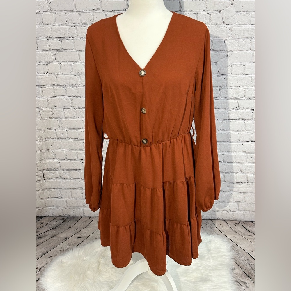*** SOLD *** SHEIN Woman’s Long Sleeve Ruffle Hem Dress Size L - Picture 10 of 10